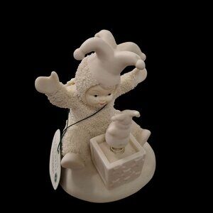 Department 56 Snowbabies Figurine With Jack-In-The-Box Clown In White Porcelain